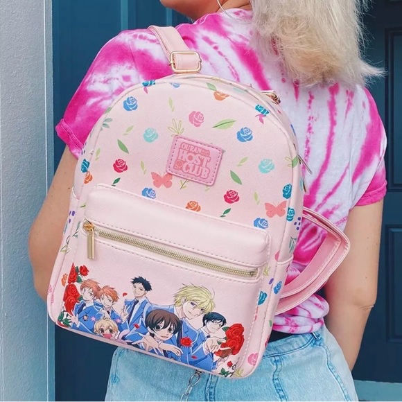 Ouran High School Host Club Mini Backpack Pink Anime Floral Style - Picture 5 of 6